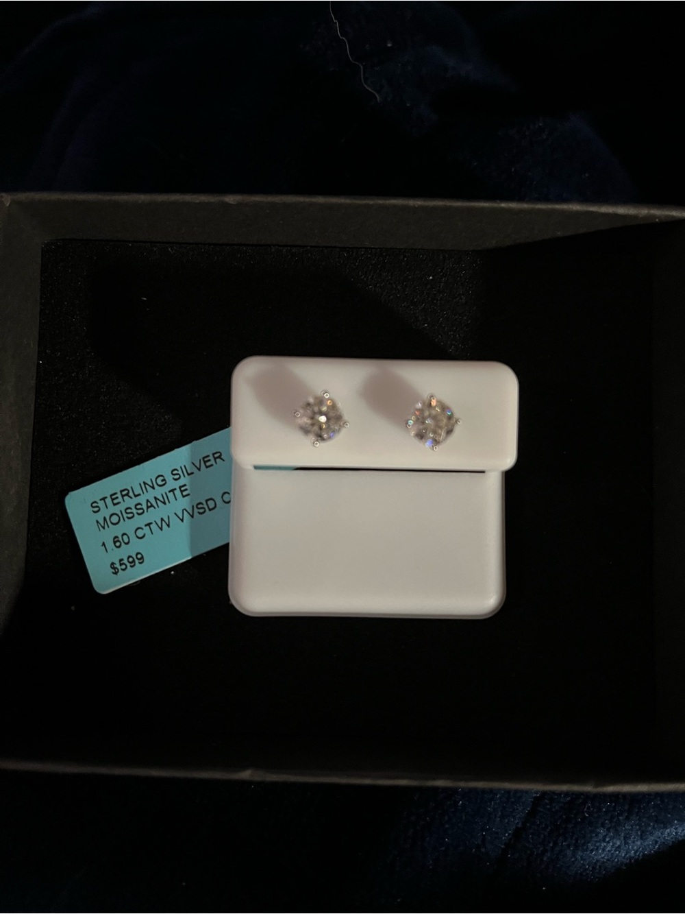Sterling Silver Moissanite Stud Earrings - White 1.60 CT